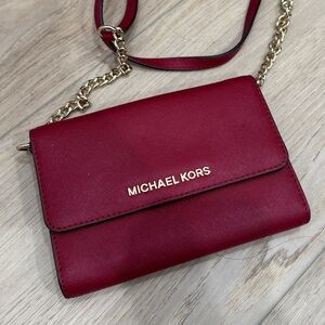Michael Kors Red Crossbody Bag with Saffiano Leather